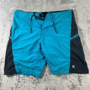 KUHL Mutiny Board Shorts Mens 32 Blue Grey Good Stretch Quick Dry Swim Trunks